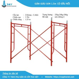 Giàn giáo sơn 1.5m có đầu nối