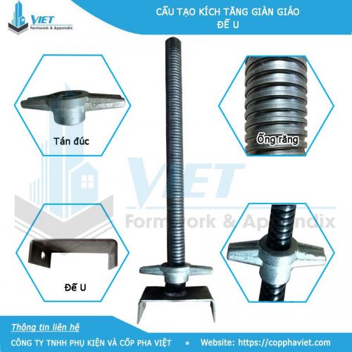 Cấu tạo chân kích giàn giáo đế U