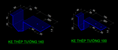 Kích thước ke thép Acotec