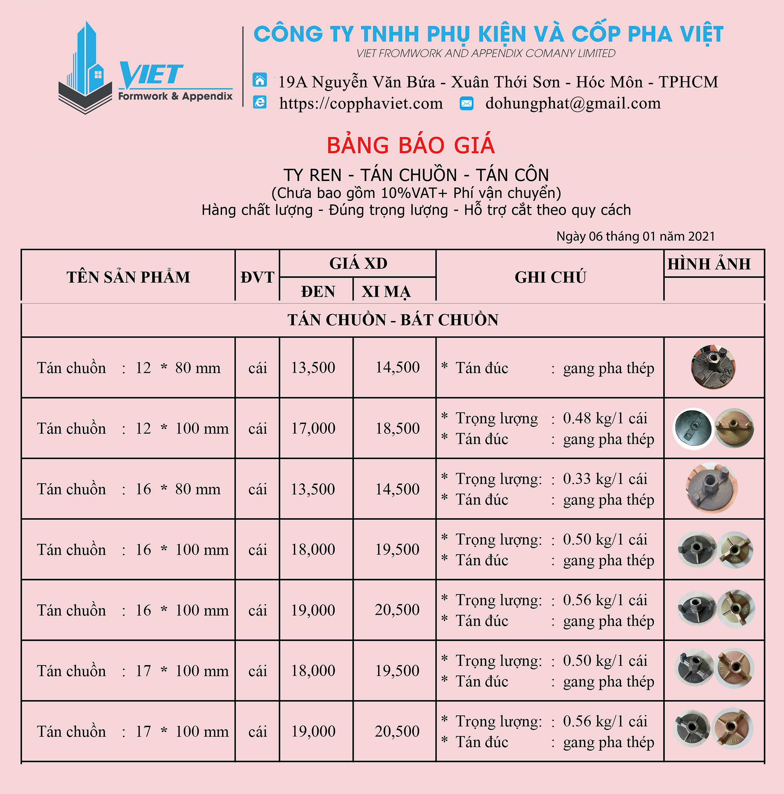 Bảng giá bát chuồn chi tiết theo quy cách và trọng lượng